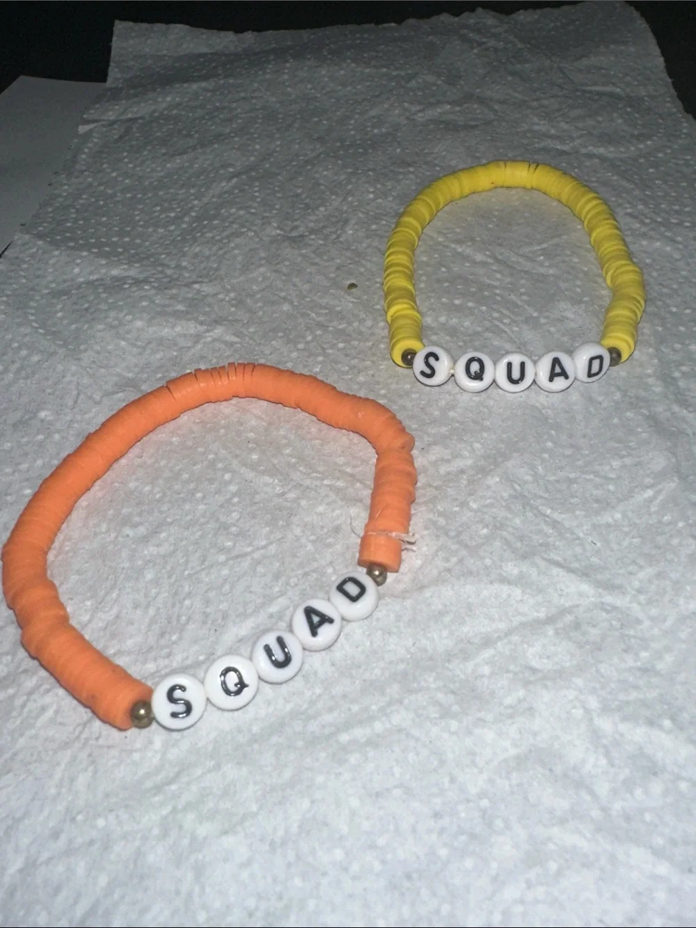 Matching “Squad” Beaded Stretch Bracelet Set